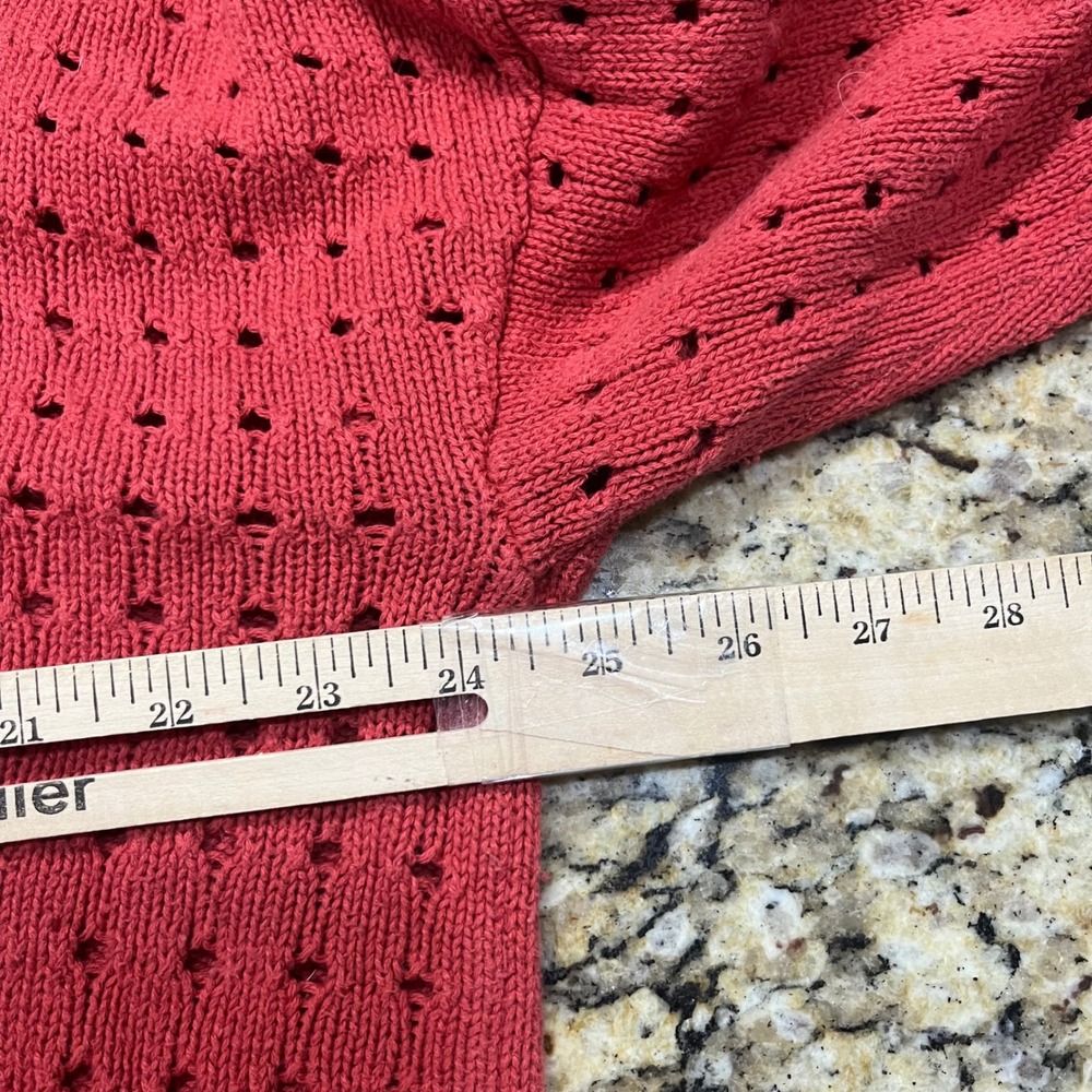 Torrid Womens 1 Coral Pink Pointelle Cable Knit V-Neck Button Cardigan Sweater - Picture 4 of 4
